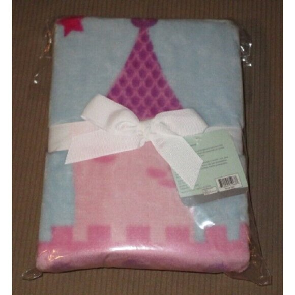 New Fairy Princess Castle Plush Fleece Throw Girl Gift Blanket Frog Prince Pink - Picture 2 of 2